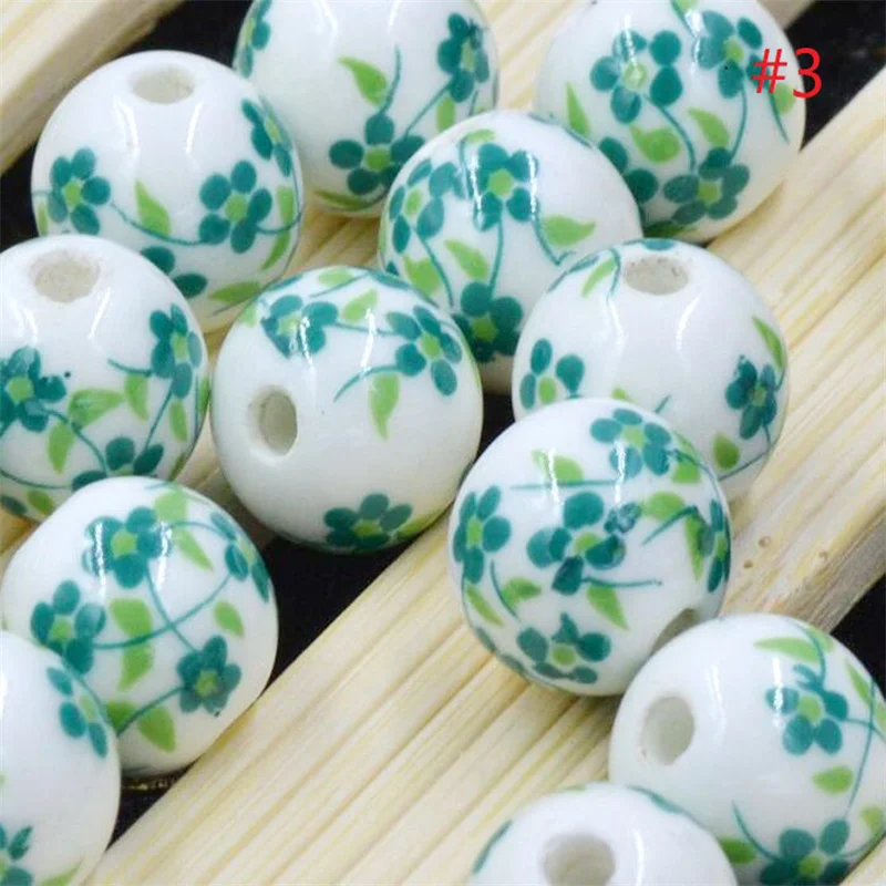 20pcs Round Millefiore Ceramic Beads Flower Bead 8 10 12mm Big Hole Porcelain Loose Bead Diy Earring Jewelry Findings Handmade