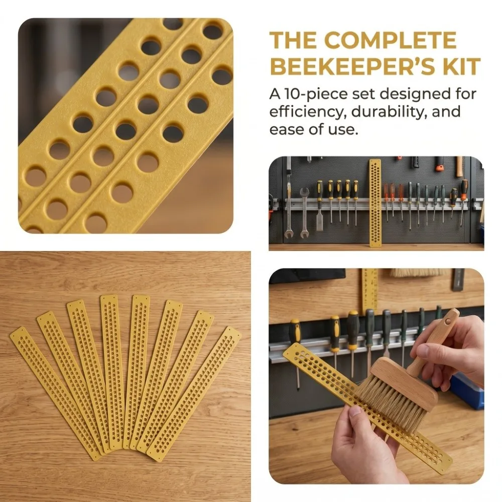 10 Pcs Removable Design Pollen Collector Traps Ventilated Structure 3-Row Design Ventilated Beekeeping Tool