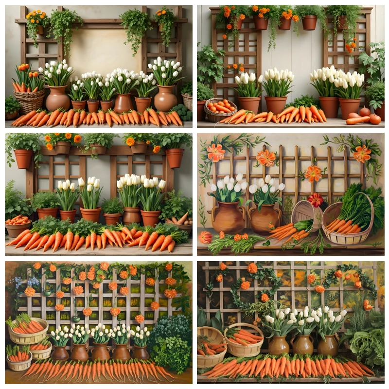 

Carrots Cabinet Backdrops for Photography Baby Shower Easter Party Background Kids Photo Photographic Photocall Studio Shoots