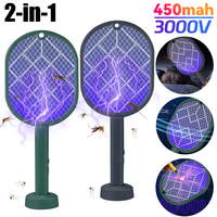 Foldable Electric Mosquito Killer USB Rechargeable Fly Trap Mosquito Swatter Racket Insect Killer With UV Light Bug Zapper 3500V