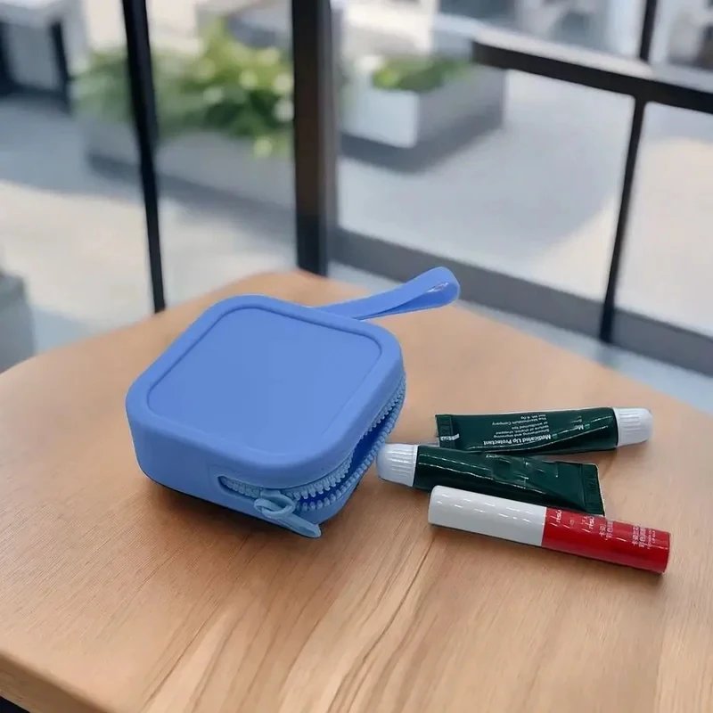 Bolsa pequena de silicone para moedas, à prova d'água, com zíper, porta-moedas, bolsa para fones de ouvido, bolsa de viagem, para guardar batom, cartão bancário, etc.