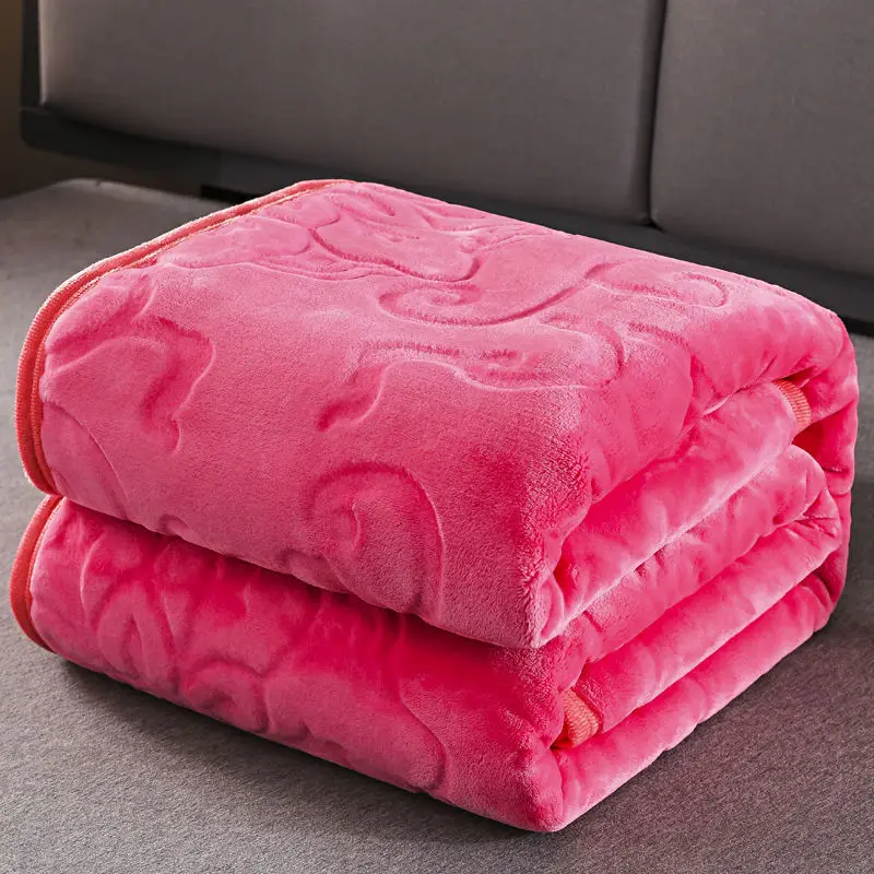 Winter Warm Couch Bed Throw Blanket Solid Soft Warm Velvet Blanket Autumn Home Decor Flower Bedding Bedspread Blanket
