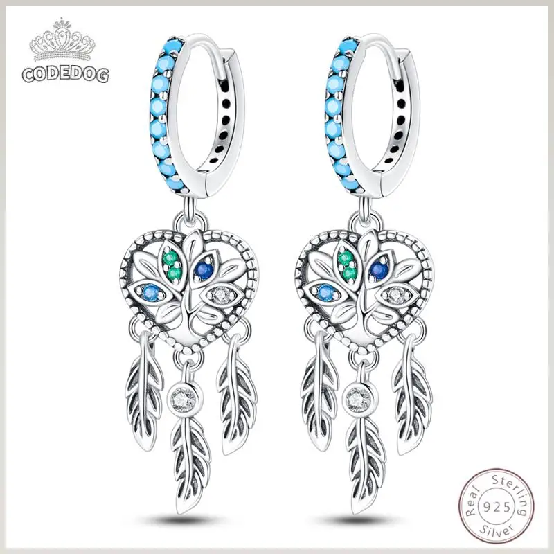 Heiße Ohrringe aus 925er-Sterlingsilber, einfacher Traumfänger, glänzender Zirkon, Hochzeit, Damenschmuck, Geschenk