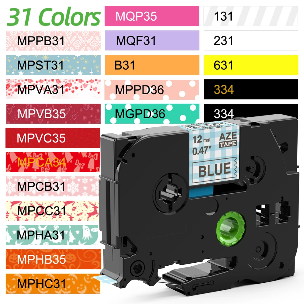 12Mm Patroon Label Tape 12Mm Compatibel Voor Brother P Touch Label Maker PT-D200 12Mm Zwart Op Wit tze-231 Voor PTH110 PTP300BT