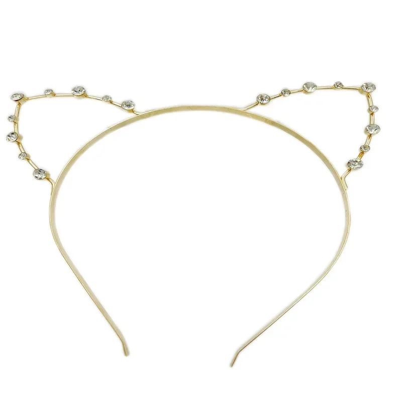 Metal Crystal Rhinestone Cat Ears Cute Pearl Hair Bands Headband for Daily Wearing and Party s   Halloween