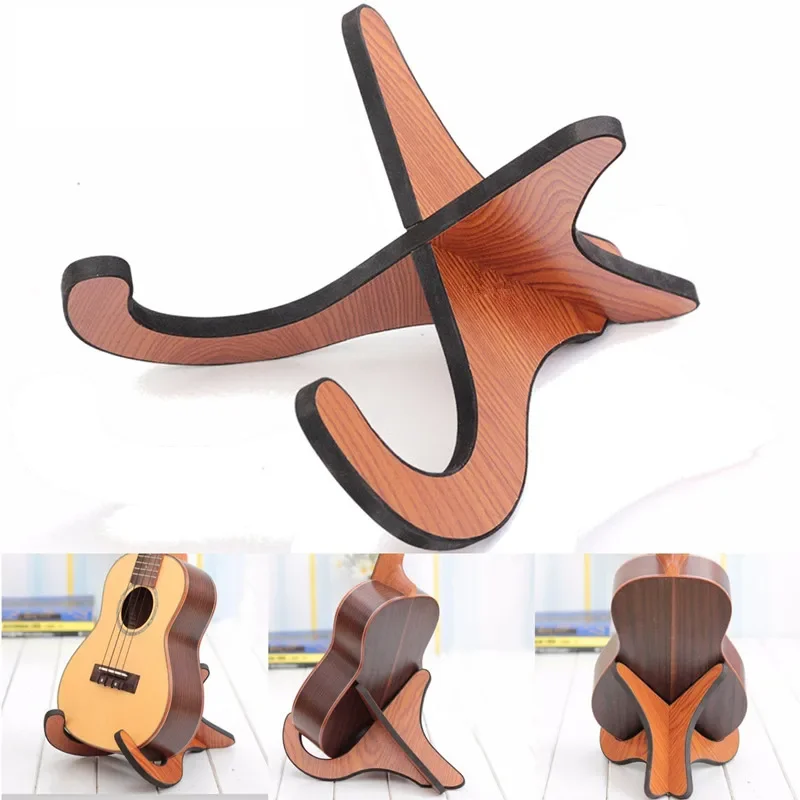 Portable Ukulele Wooden Holder Stand Collapsible Vertical Guitar Violin Display Stand Rack Accessories