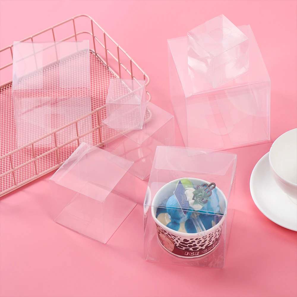 10PCs PVC Square Clear Candy Gift Box Chocolate Candy Boxes Jewelry Storage Boxs Wedding Christmas Packaging Gift Boxs