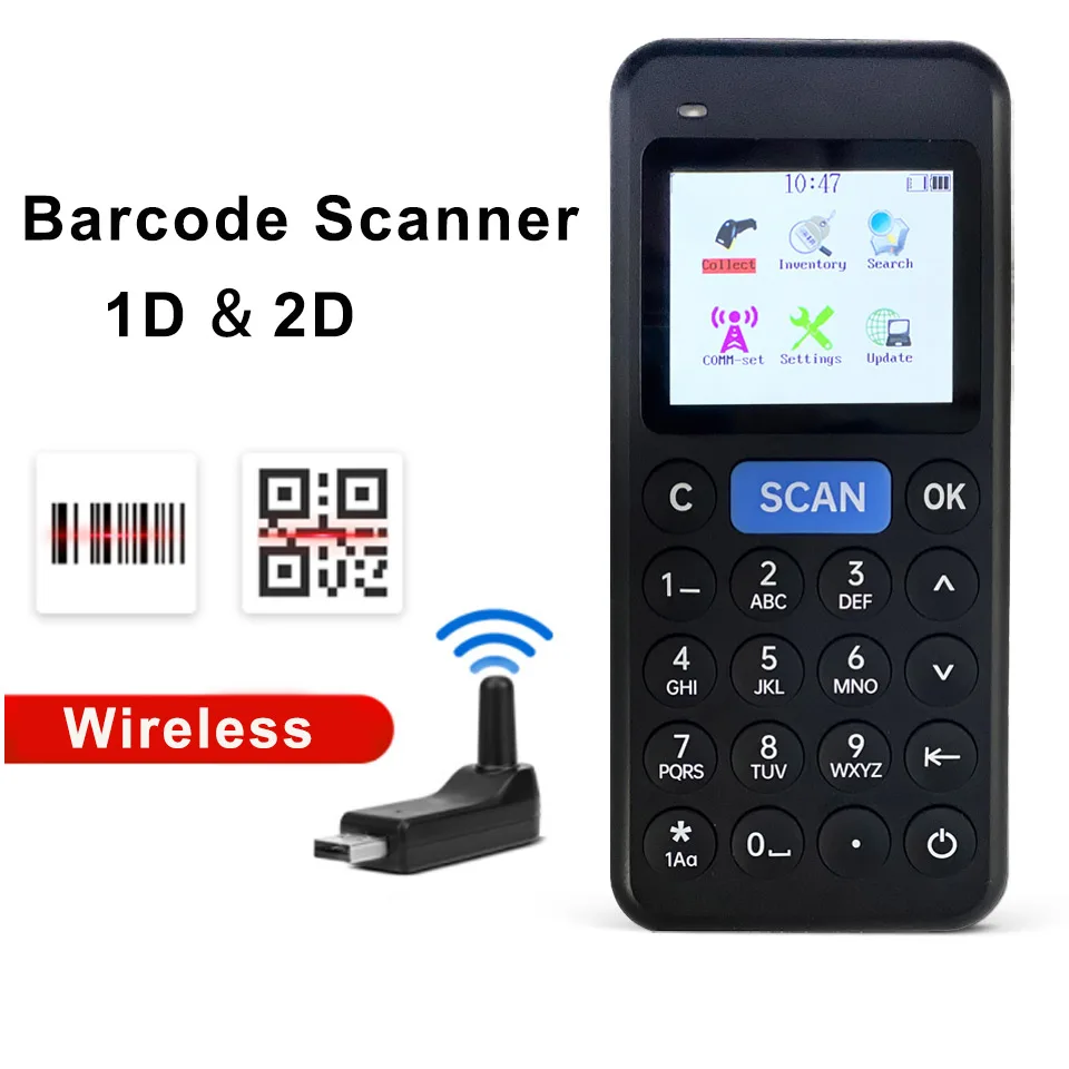 Portable 1D/2D QR Code Scanner Handheld Data Collector With 2.4\