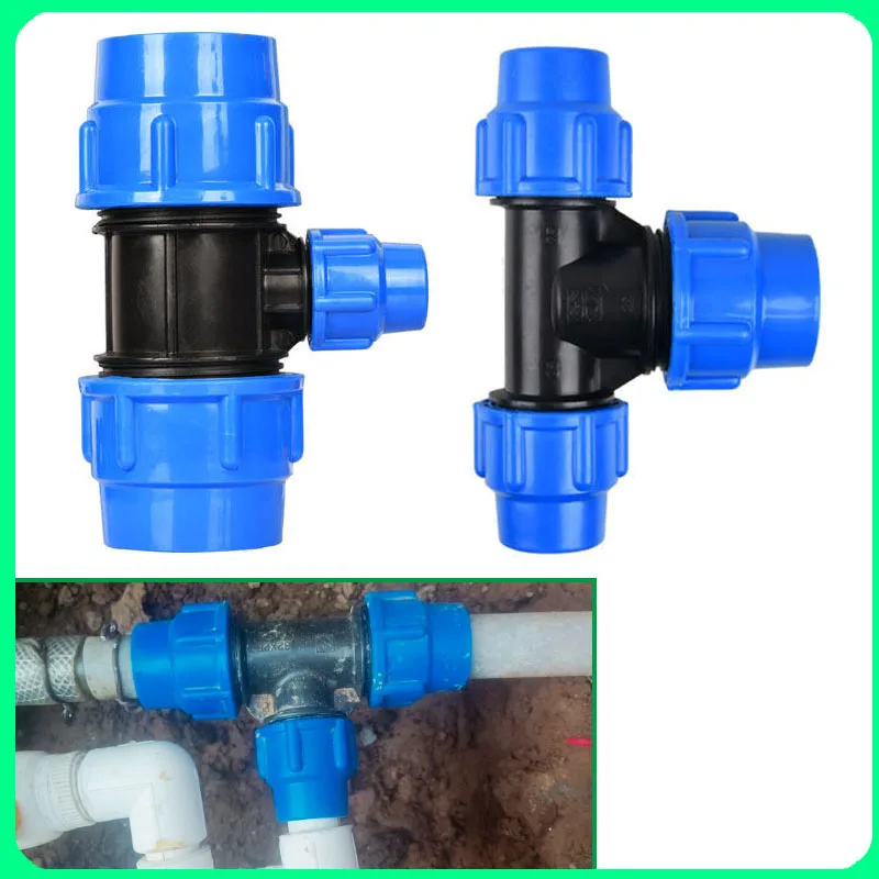 HDPE Reducer Reducing Tee 20mm 25mm 32mm Compression Quick Coupling Garden Irrigation Water Pipe Adapter Leakproof Connector
