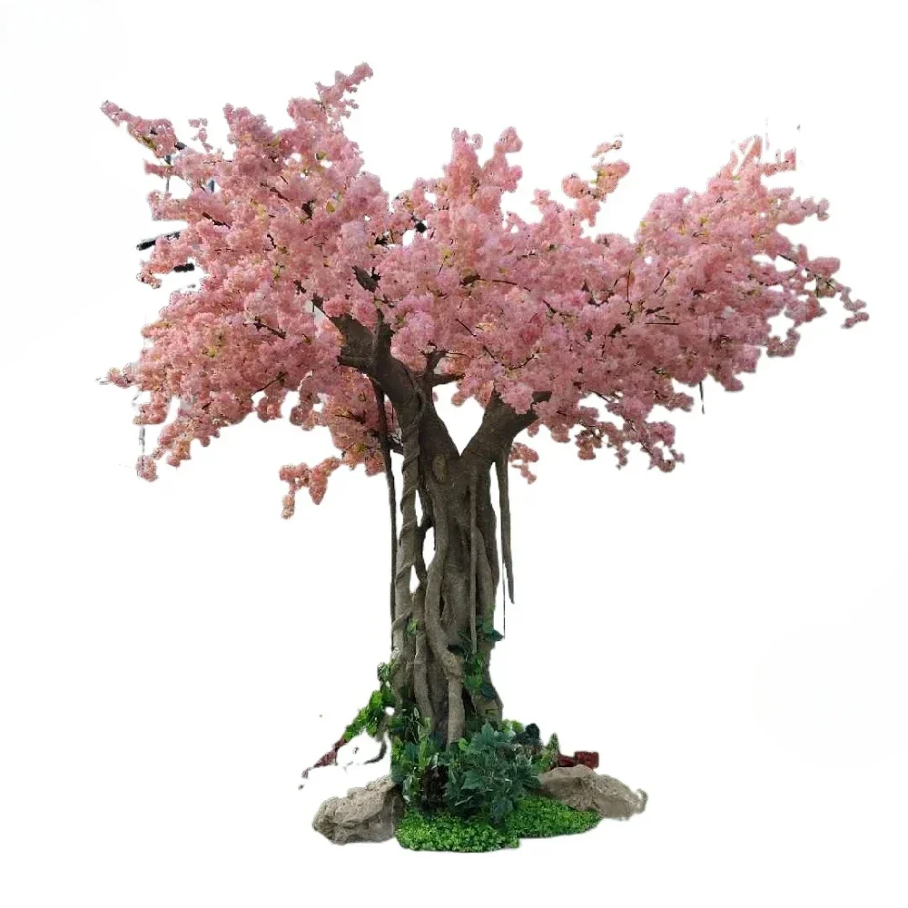 TTLarge Simulated Cherry Blossom Tree Fiberglass Fake Tree Interior Decoration Fake Flower Wishing Tree