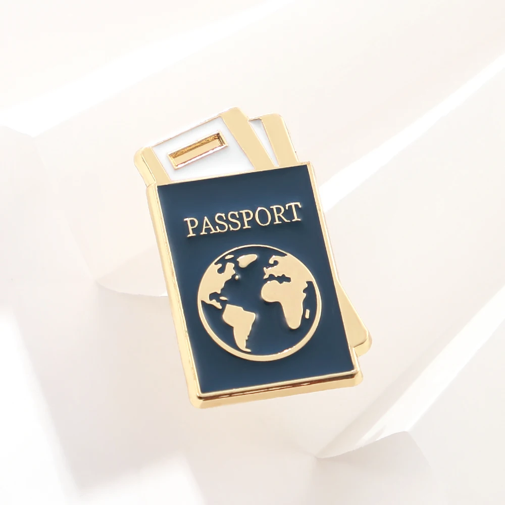 Travel Passport Enamel Pins Brooch Metal Badges Jewelry Accessories Pilot Gifts