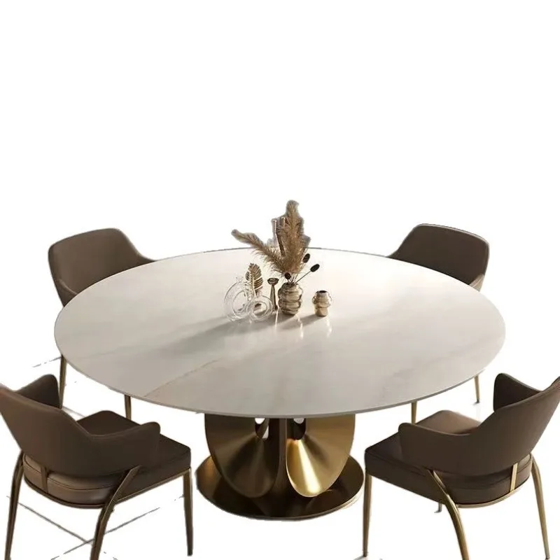 

Marble Italian light luxury round dining table living room home
