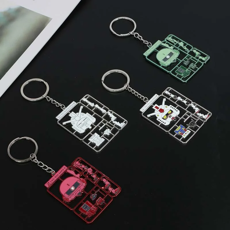 GUNDAM Metal Keychain Cartoon Fashion Hollow Out Pendant Children Backpack Decoration Anime Cool Night Glow Key Chain Kids Gift