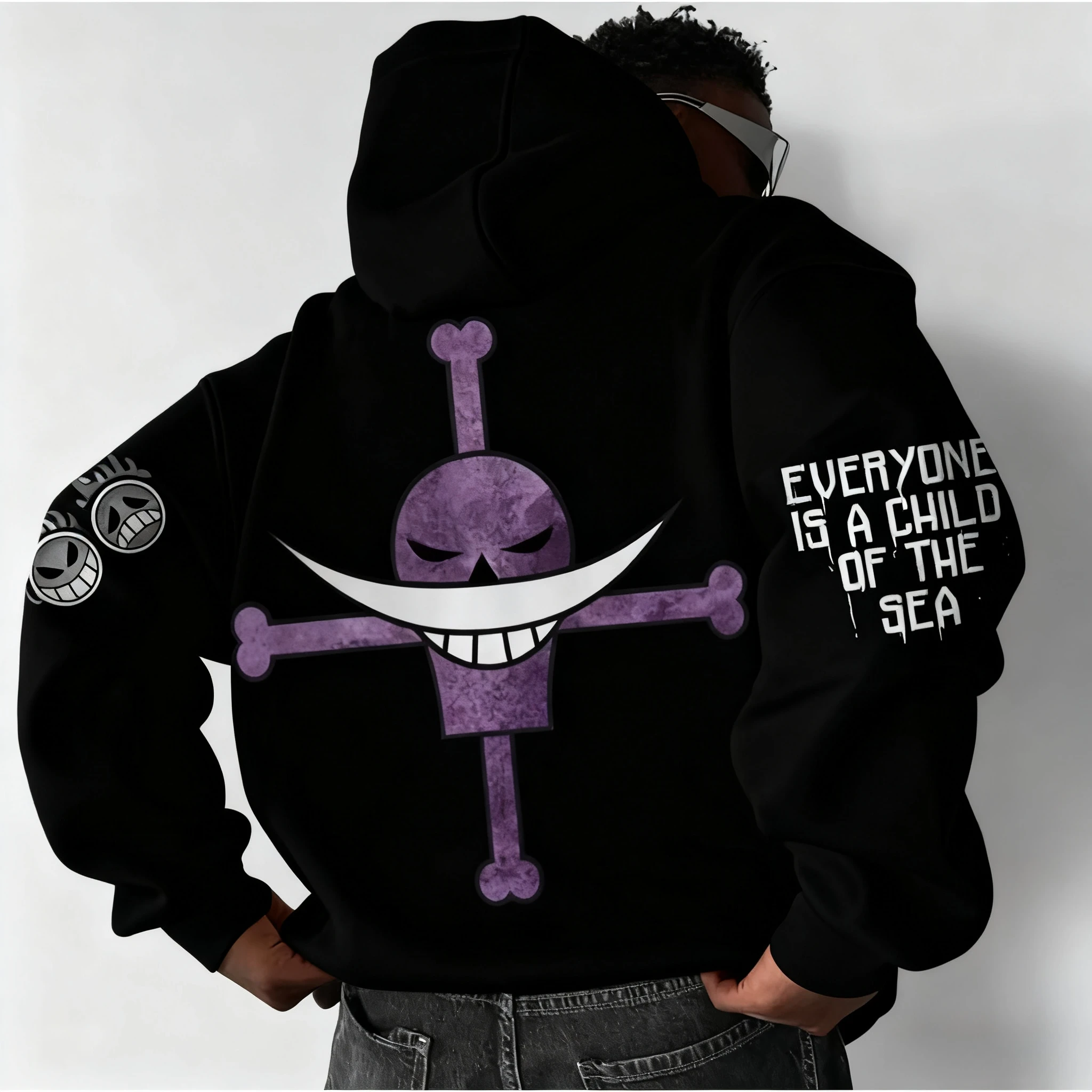 

ONE PIECE белая толстовка с принтом аниме, осень/зима 202, мужская и женская новая повседневная свободная японская толстовка в стиле Харадзюку для родителей и детей