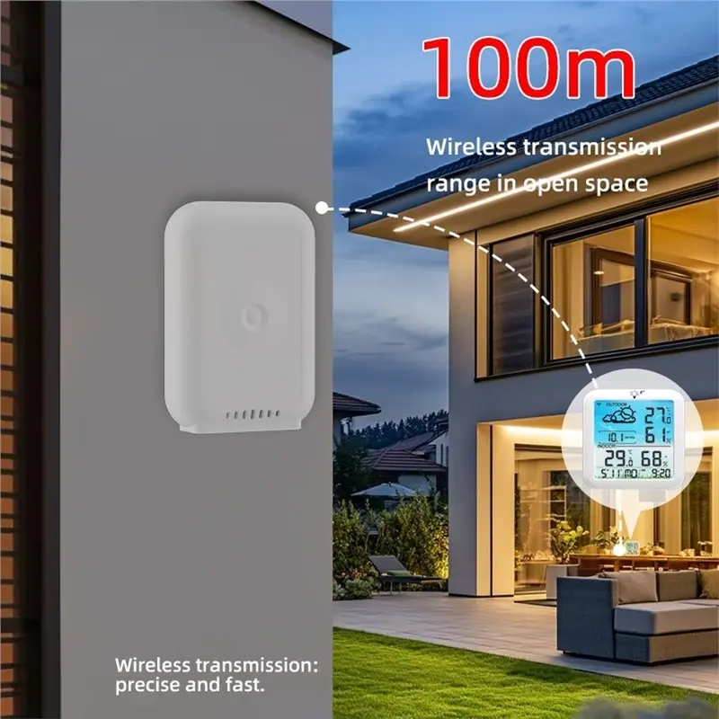 IALJ-Multifunctional Wireless Weather Clock With Color Display: Indoor/Outdoor Dual Temperature & Humidity Monitoring