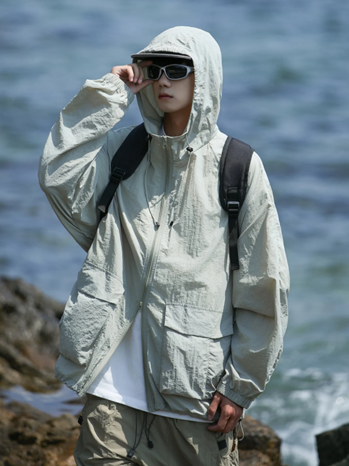 

Мужская летняя легкая дышащая куртка из ледяного шелка для защиты от солнца, для активного отдыха, с УФ-защитой, рабочая одежда, защита кожи