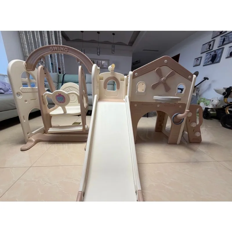 2‑in‑1 Indoor Slide and Swing Set, Multi‑Functional Family Kids Climbing Frame