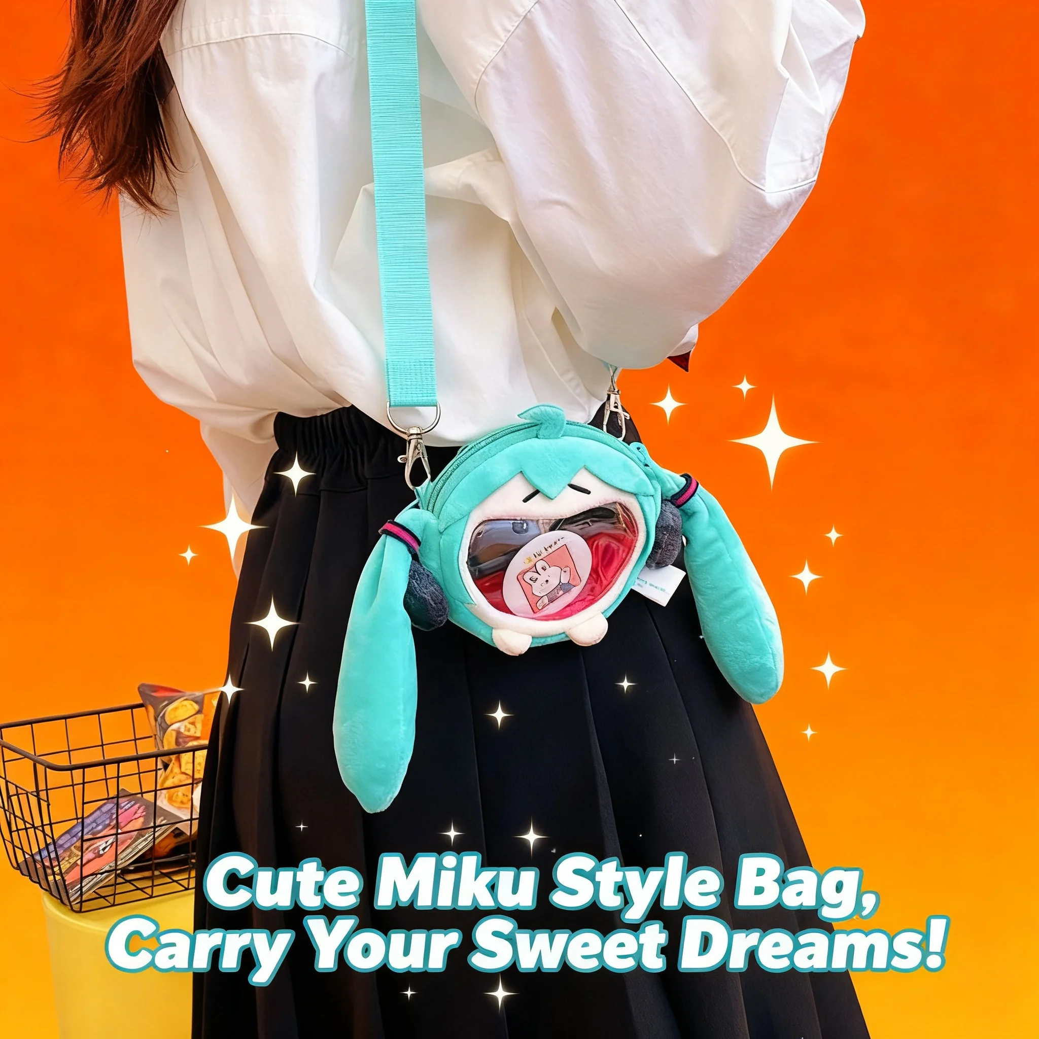 

New Miku Hatsune Coin Purse Cartoon Earphone Case Plush Doll Ita Bag Kids Crossbody Bag Keychain Pendant Cute Anime Character