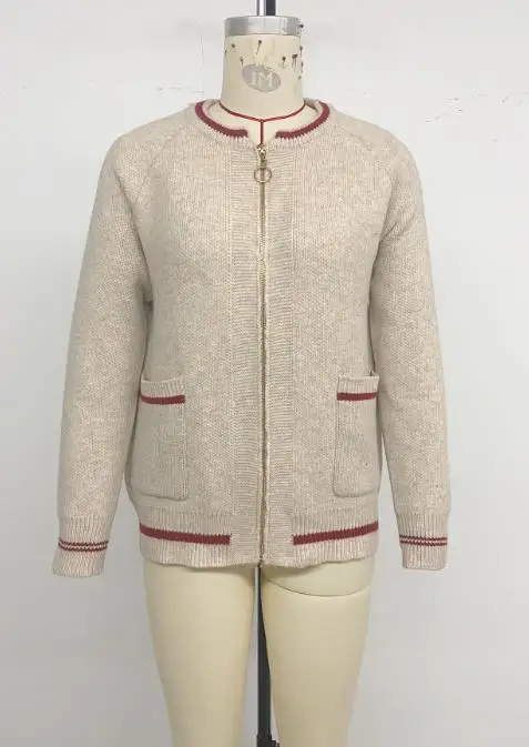 

Women's Coat Autumn & Winter Daily Clothing New Style High-End Cardigan Top Casual Contrasting Zipper Sweater Jacket for Women
