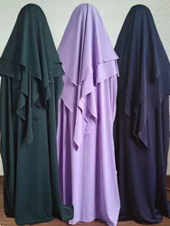 2 Layer Khimar Set 2 Piece Abaya Jilbab Set Ramadan Eid Nida Hijab Dress Muslim Women Prayer Clothes Turkey Islam Dubai Niqab