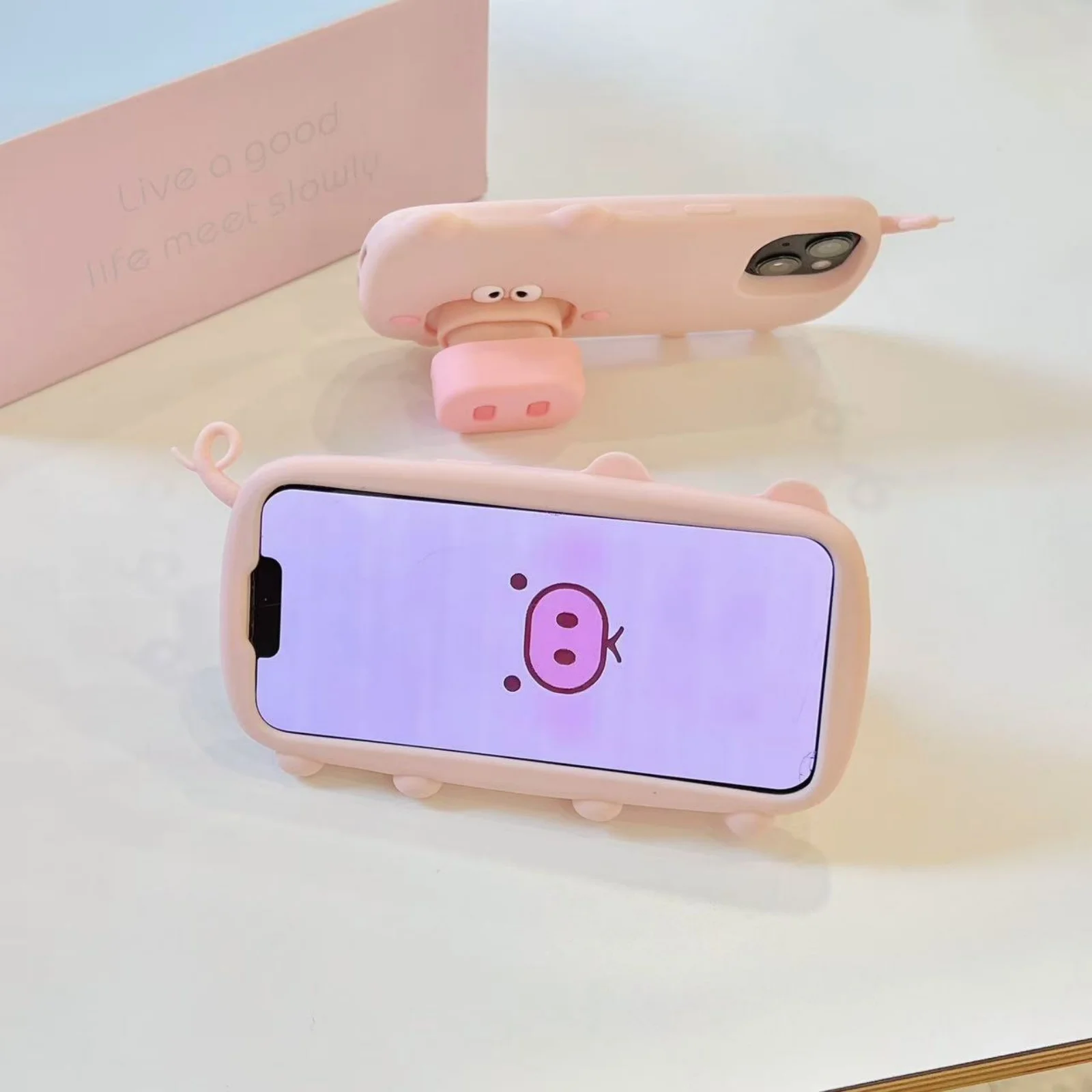 漫画かわいい 3D ピンクの豚電話ケース IPhone16 15 14 13 12 ProMax プラスホルダーシリコーンソフトバックカバー高品質