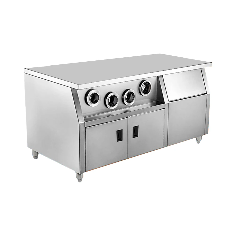 Stainless Steel Fast Food & Restaurant Commercial Kitchen Center Island Cup Dispenser Work Bench Table Cabinet On Wheels