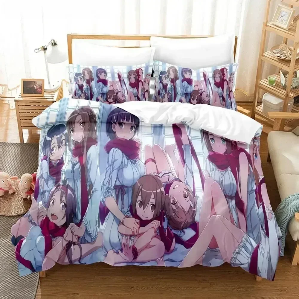 Sword Art Online Bedding Set 3D Anime Print Printed Bed Set Duvet Cover Pillowcase Linen Sheet Quilt Cover Full Queen King Size
