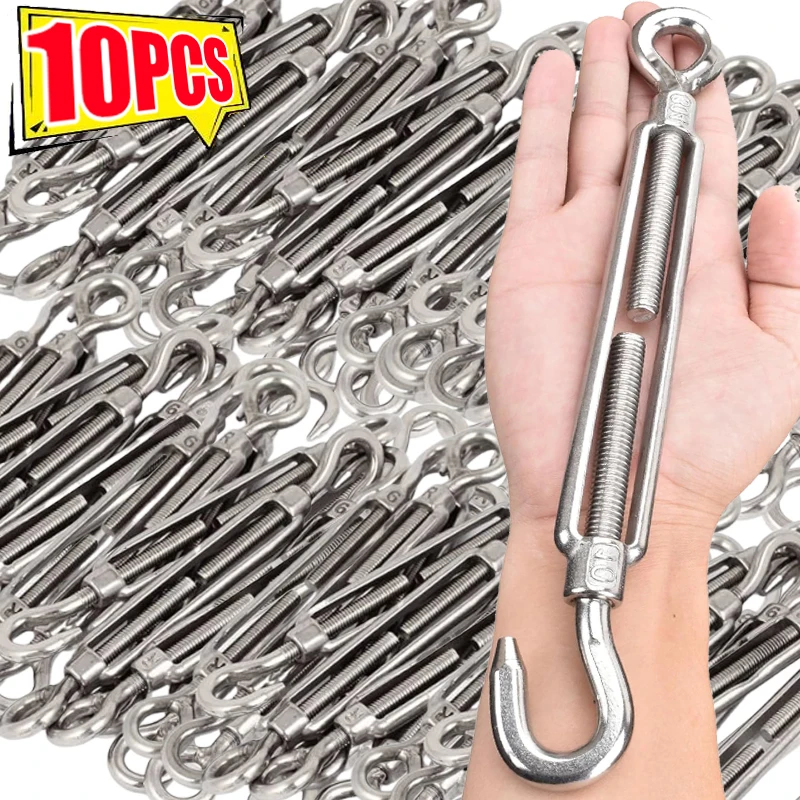 

1/10 шт., натяжитель крючка и ушка из нержавеющей стали, регулируемый садовый трос, натяжитель фаркопа, сверхмощная пряжка, натяжитель кабеля