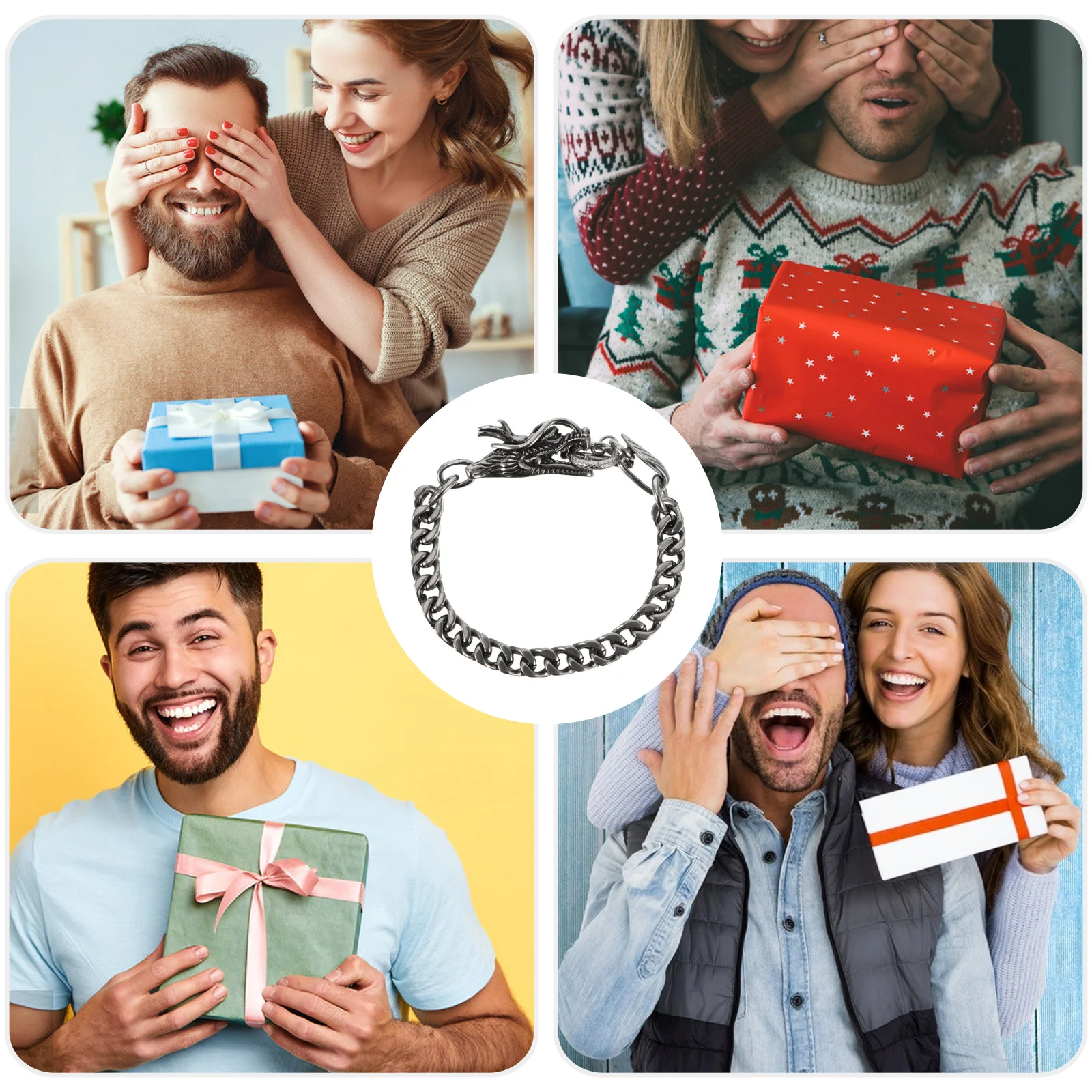 

Steel Vintage Dragon Head Bracelet Creative Men Wrist Chain Wear-Resistant Comfortable Dragon Decorative Bracelet for Men