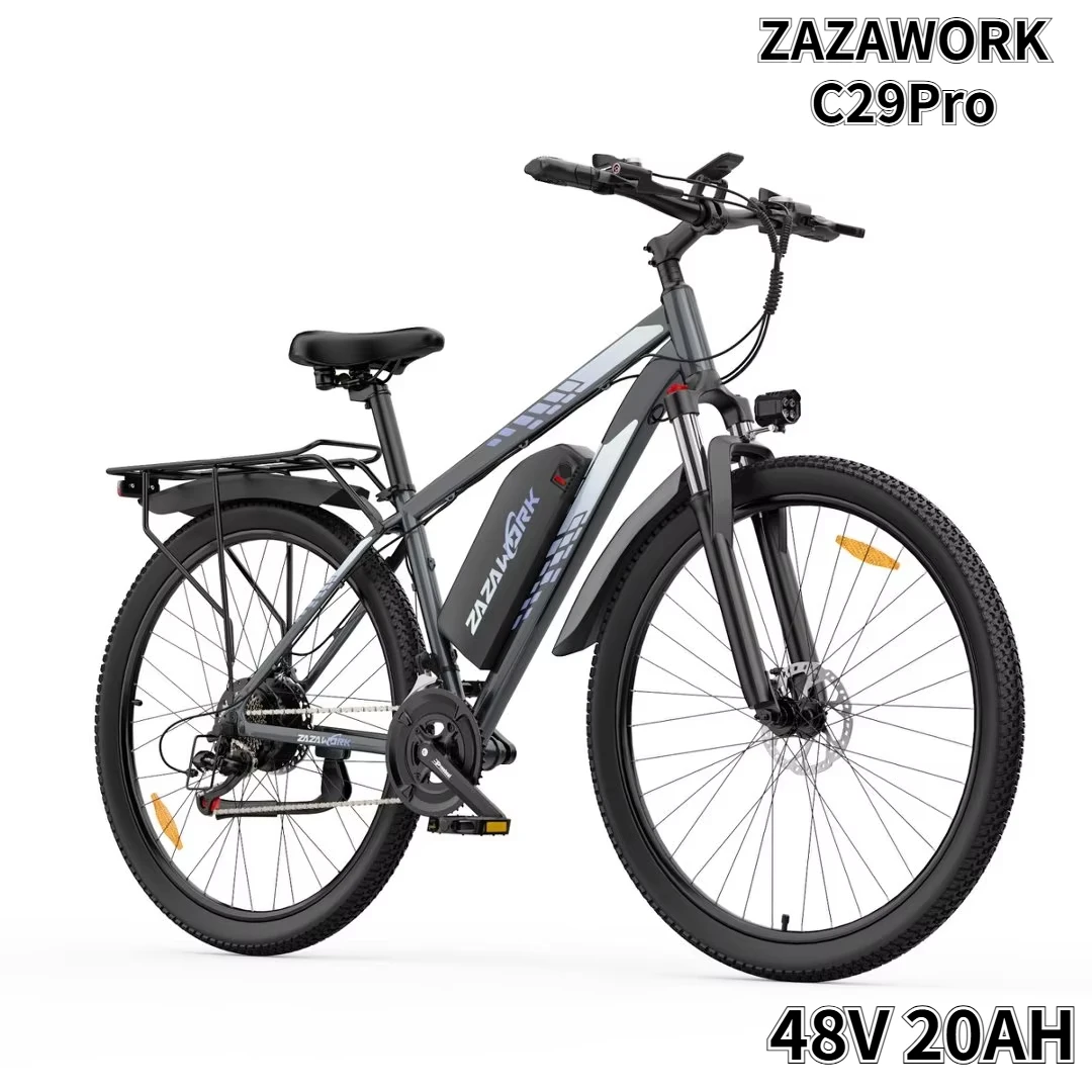 ZAZAWORK C29Pro Bicicletta Elettrica ad Alta Potenza con Motore Brushless DC, Batteria al Litio 48V20AH, Freno a Disco Idraulico, Pneumatici da 29 Pollici, Bici Elettrica per Pendolari Urbani