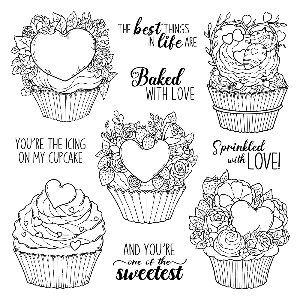 Mangocraft Sweet Hearts Cupcakes Clear Stamps Metal Cutting Dies Love Valentine's DIY Scrapbooking Supplies Stamp Dies For Cards