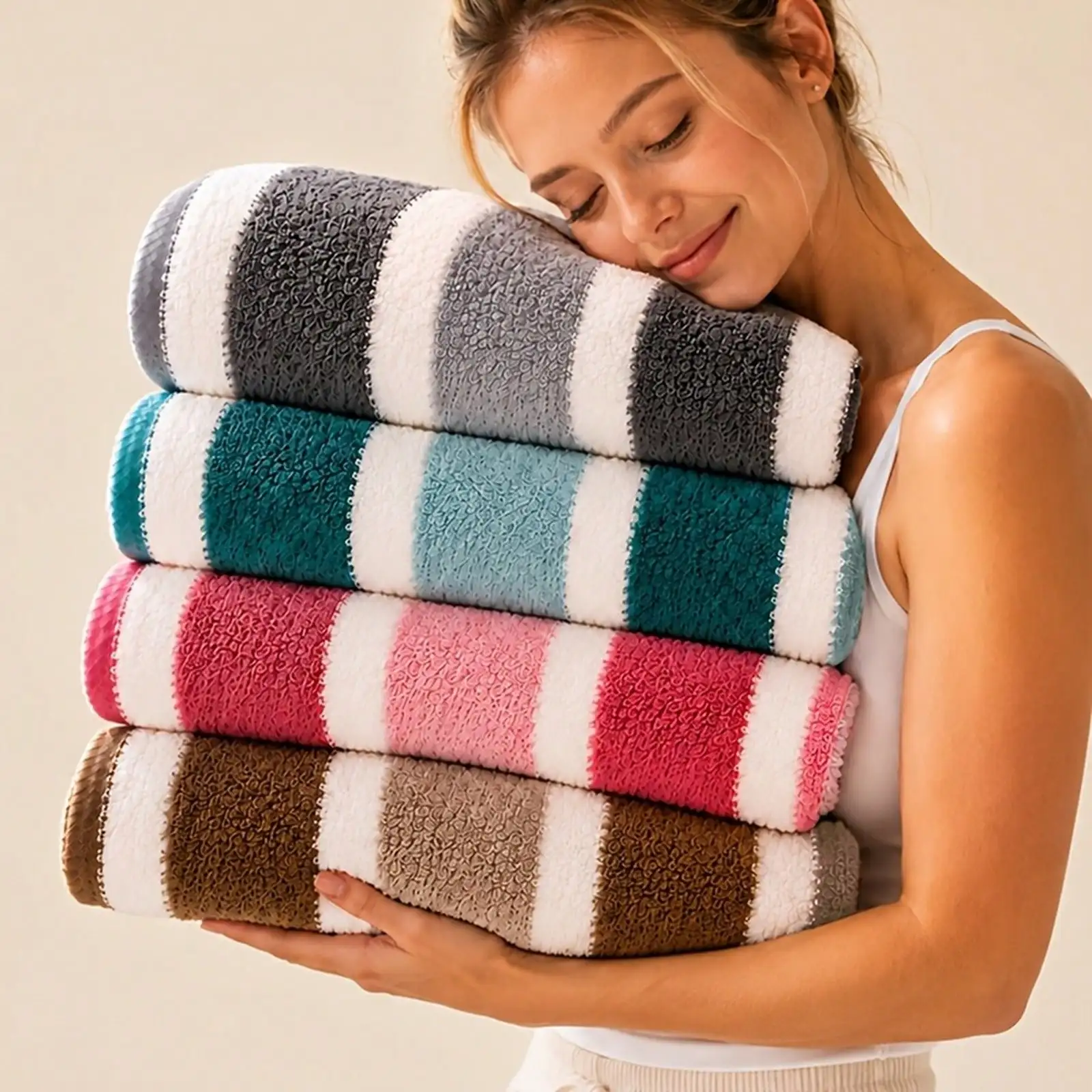4pcs Oversized Bath Towels Set, 27.6