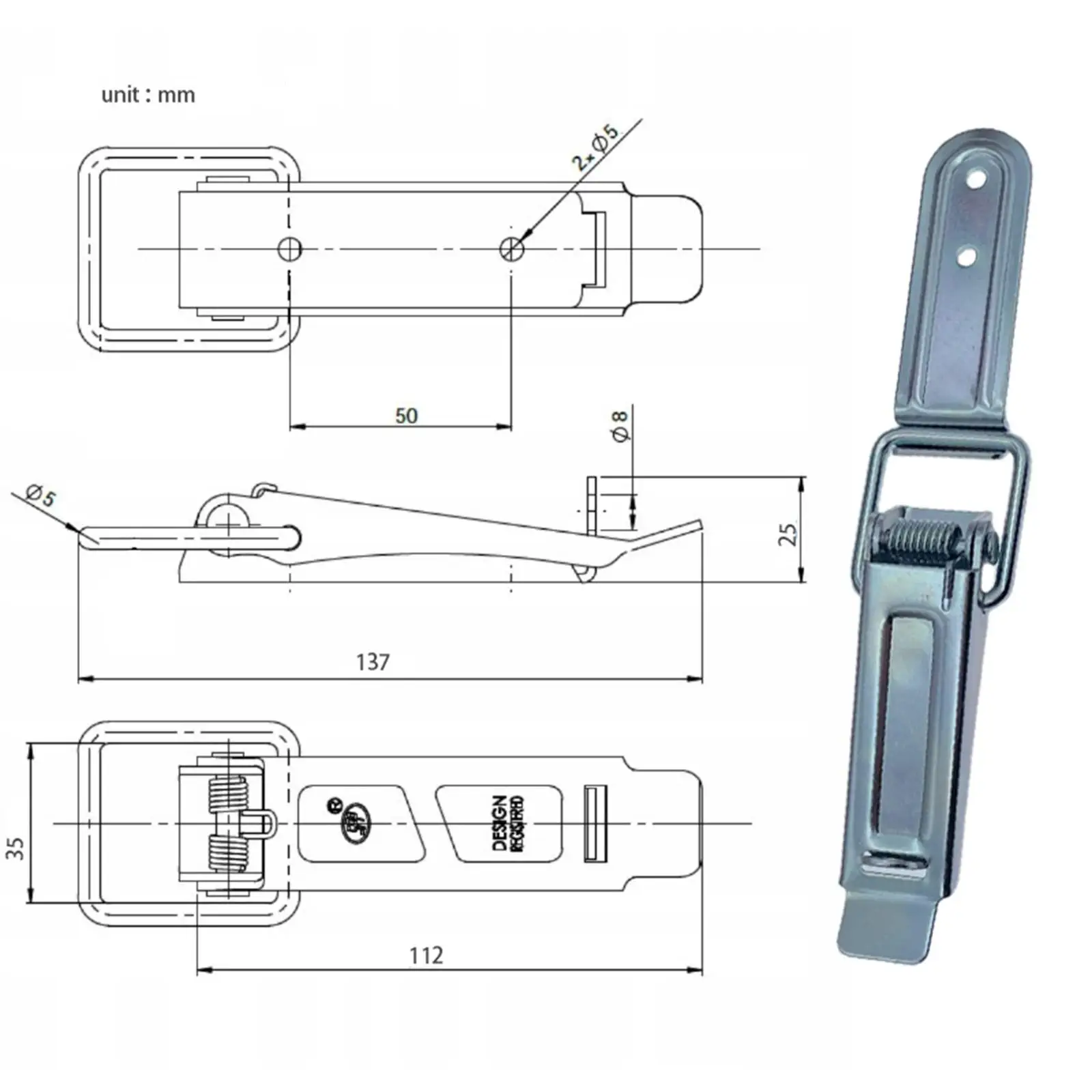 Pestillos de remolque sobre abrazadera central para el cuerpo, repuesto de acero galvanizado, suministros para automóviles de utilidad de alta resistencia, piezas para remolques de vehículos recreativos