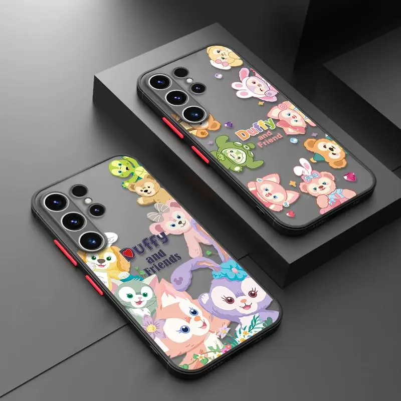 Matte Phone Case For Samsung Galaxy S24 S23 S22 S21 S20 FE Ultra S10 Plus Note 10Plus 20Ultra Disney Flower Duffy And Friends