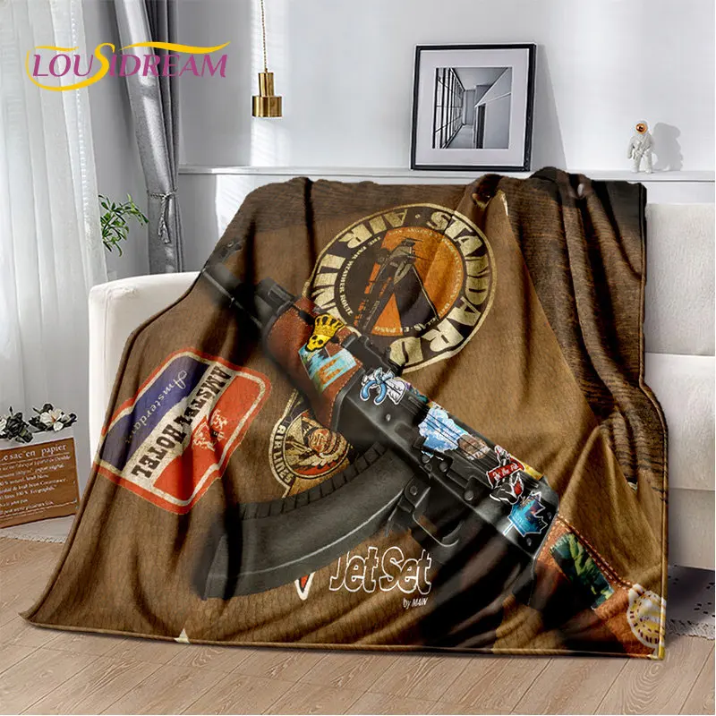 Rifle Pistol Cartridge Gun,CS,AK,USP,M4,AWP Soft Plush Blanket,Flannel Blanket Throw Blanket for Living Room Bedroom Sofa Picnic