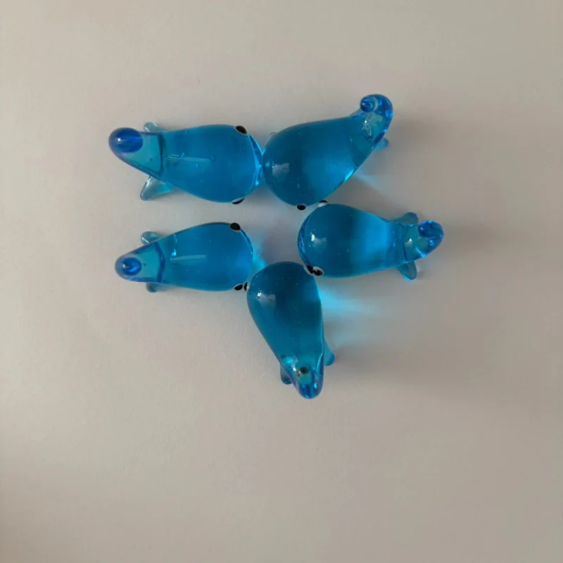 5PC/SET Cute Blue Whale Shape 2cm Glass Decoration Crafts Can Be Used As Dip Pen Base Signature Pen Holder Chopstick Rest