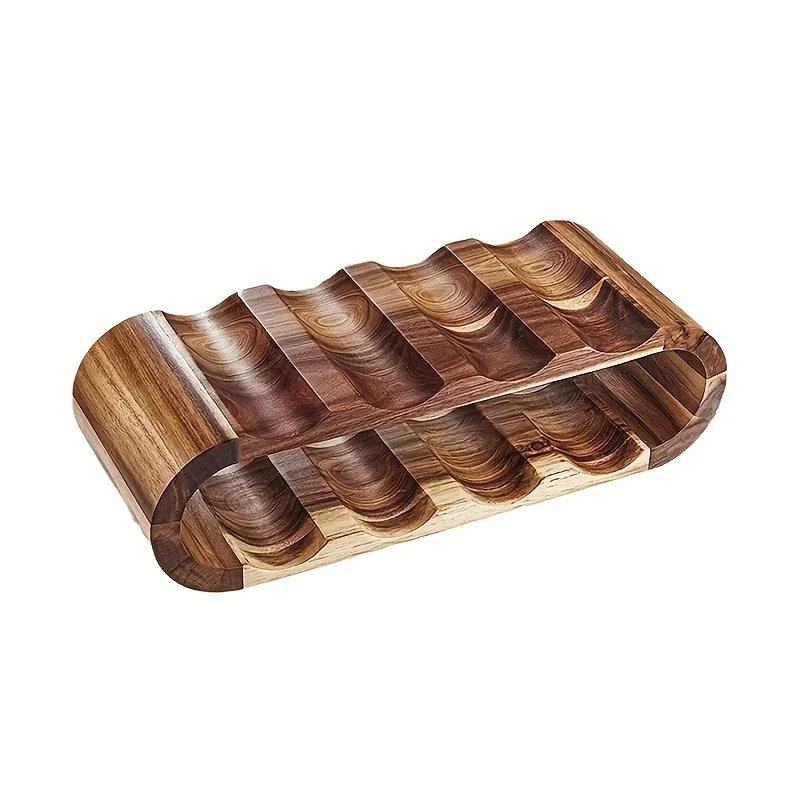 رف النبيذ الخشبي من أكاسيا - حامل قائم بذاته بـ 8 زجاجات، لا يتطلب تجميع، تخزين من الخشب الطبيعي لبار المنزل وديكور المطبخ