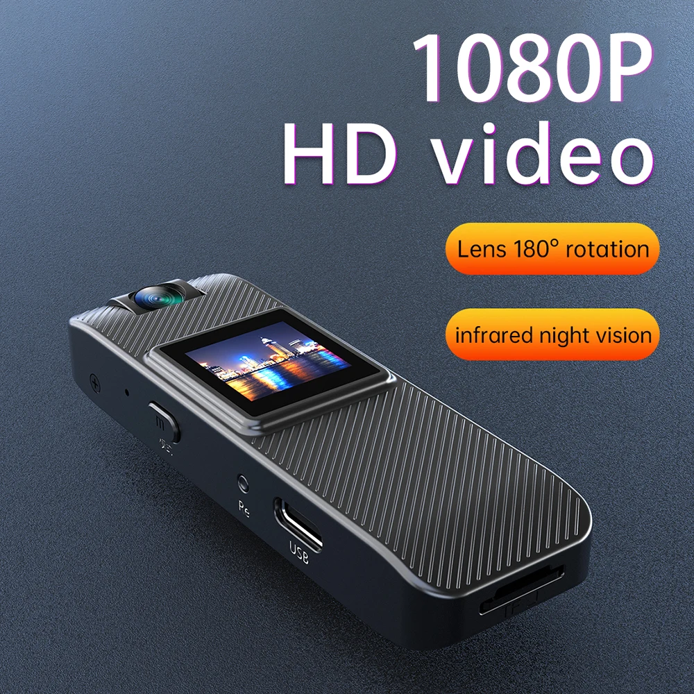 Full HD 1080P Sports DV Night Vision Anti-shake Back Clip Body Camera LCD Screen Mini Camcorder Police Cam Bike Camera