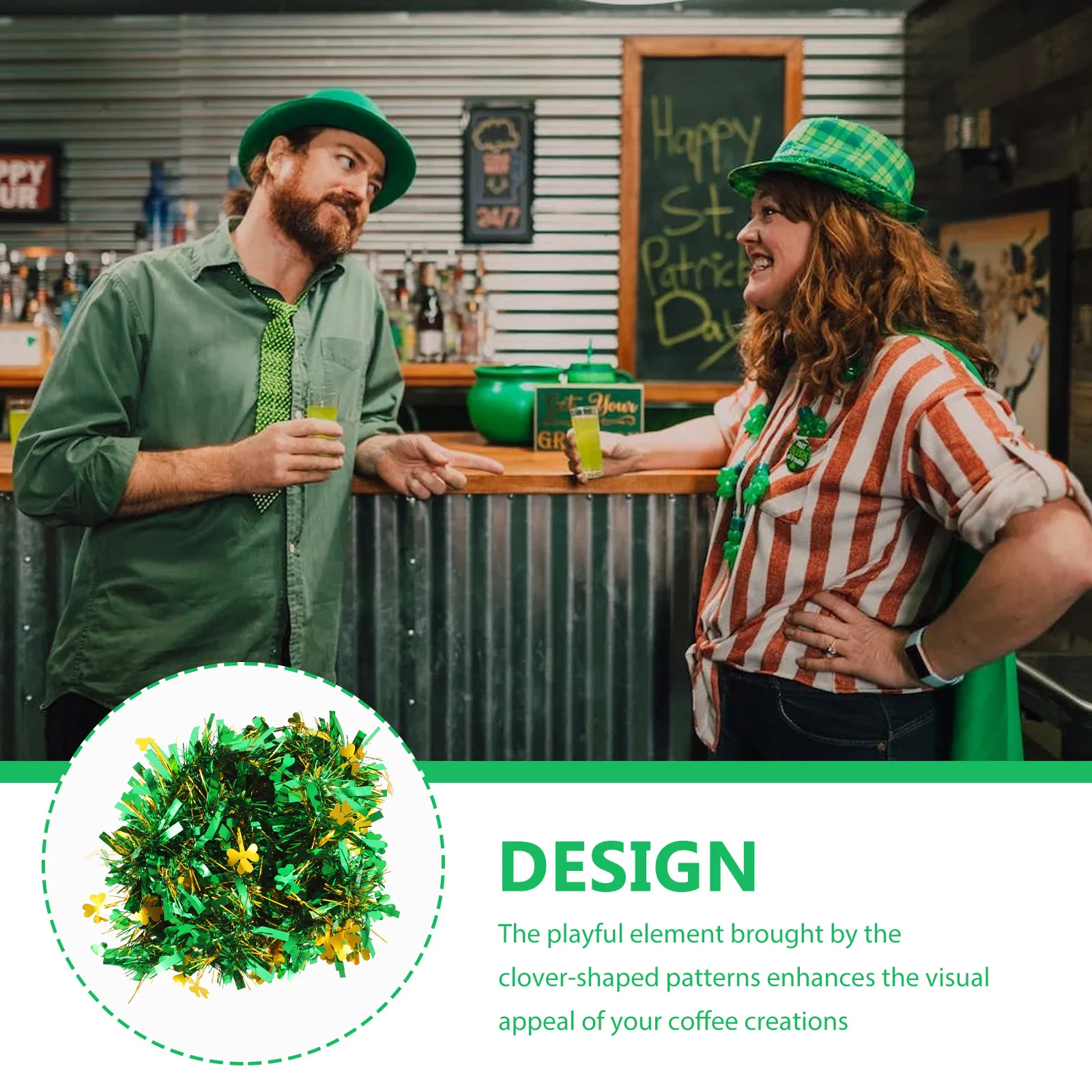 

Party Clover Tinsel Garland Decoration St Patricks Day Festive Hanging Ornaments Indoor Outdoor Decor Party Tinsel Garland