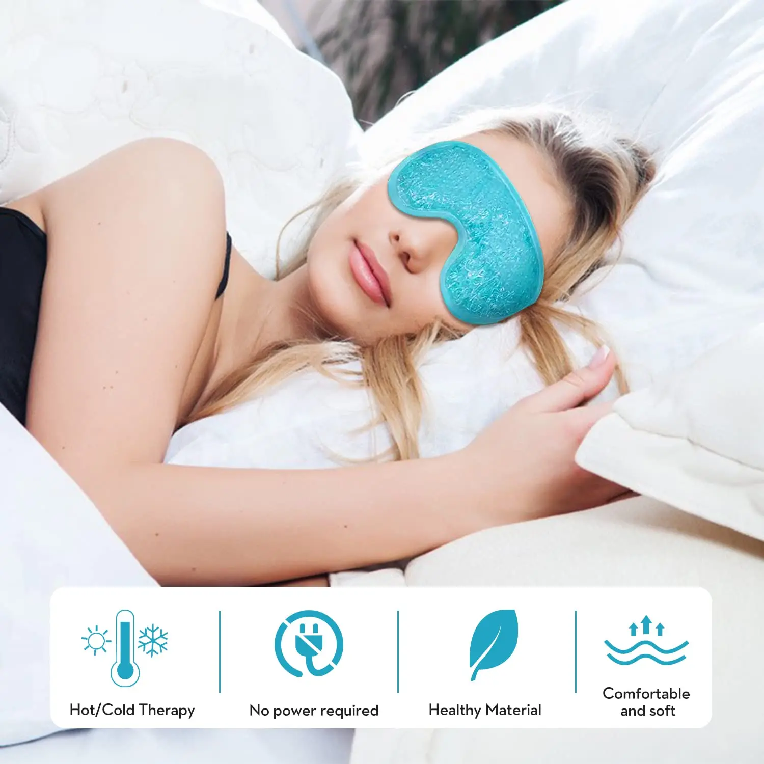 Cooling Eye Mask with Gel Bead Reusable Cold Compress Ice Pack Sleeping Eye Cooling Pads for After Eyelid Surgery Skin Care Tool