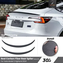 Performance Rear Spoiler For Tesla Model 3 Highland 2024 Real Carbon Fiber Rear Trunk Wing Matte Carbon Model 3 + Body Kits