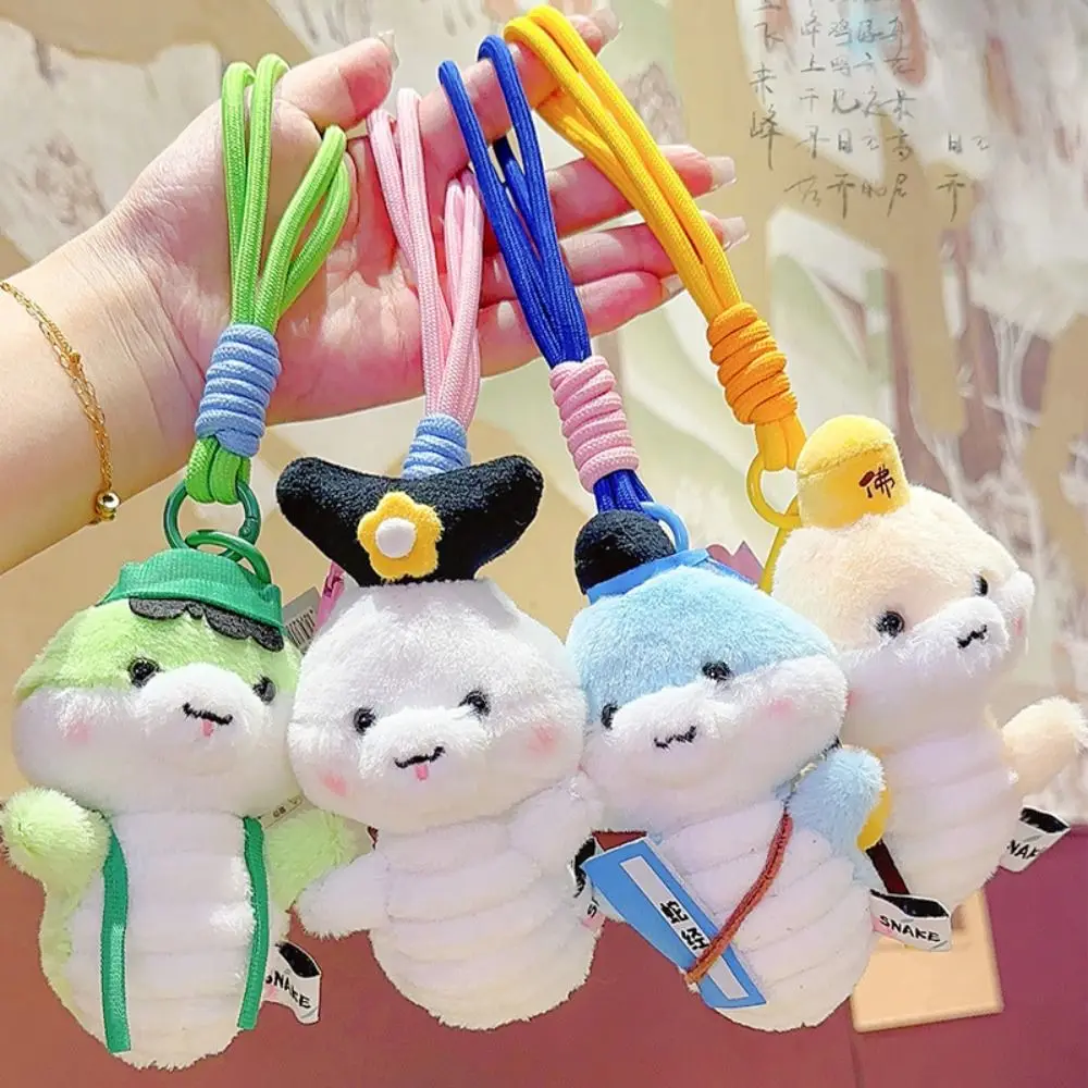 Cartoon Animal Snake Plush Keychain Soft Cute Plush Snake Pendant Furry Funny Snake Stuffed Dolls Pendant Backpack Decor