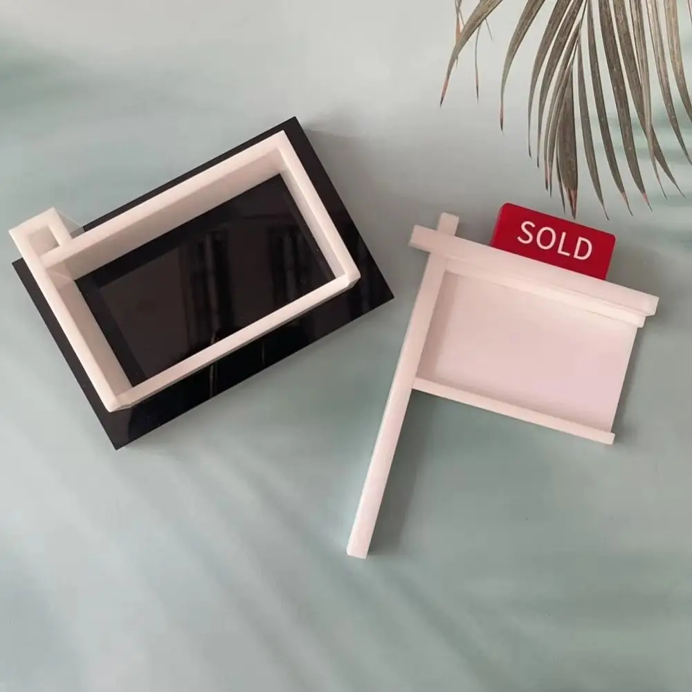 Sold Sign Real Estate Business Card Holder Removable Wood Desktops Card Display Stand Easy To Install Open Design