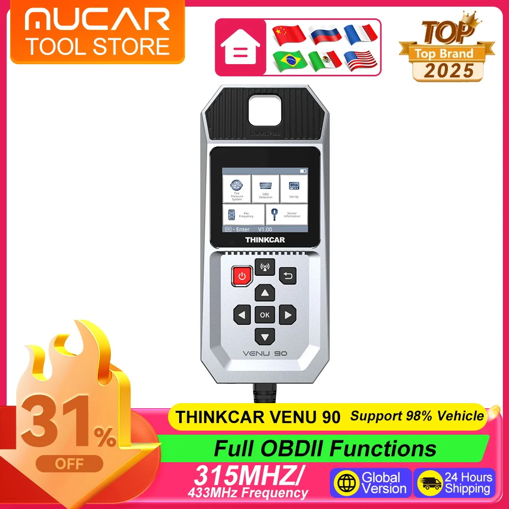 THINKCAR VENU 90 TPMS Tire Pressure Diagnostic Tool Active 315MHz/433MHz Sensor Programming Sensor Learning For 689BT VO7S 892BT