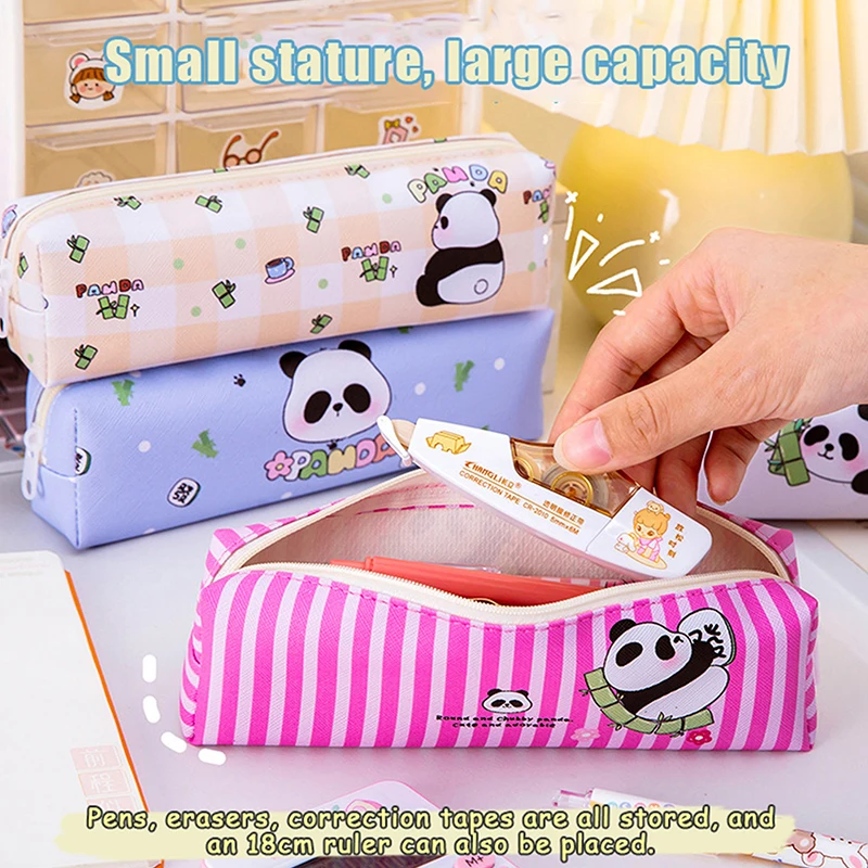 Cartoon Mode Panda Potlood Tas Schattige Creatieve Briefpapier Doos Grote Capaciteit Etui Schoolbenodigdheden Make-Up Tassen