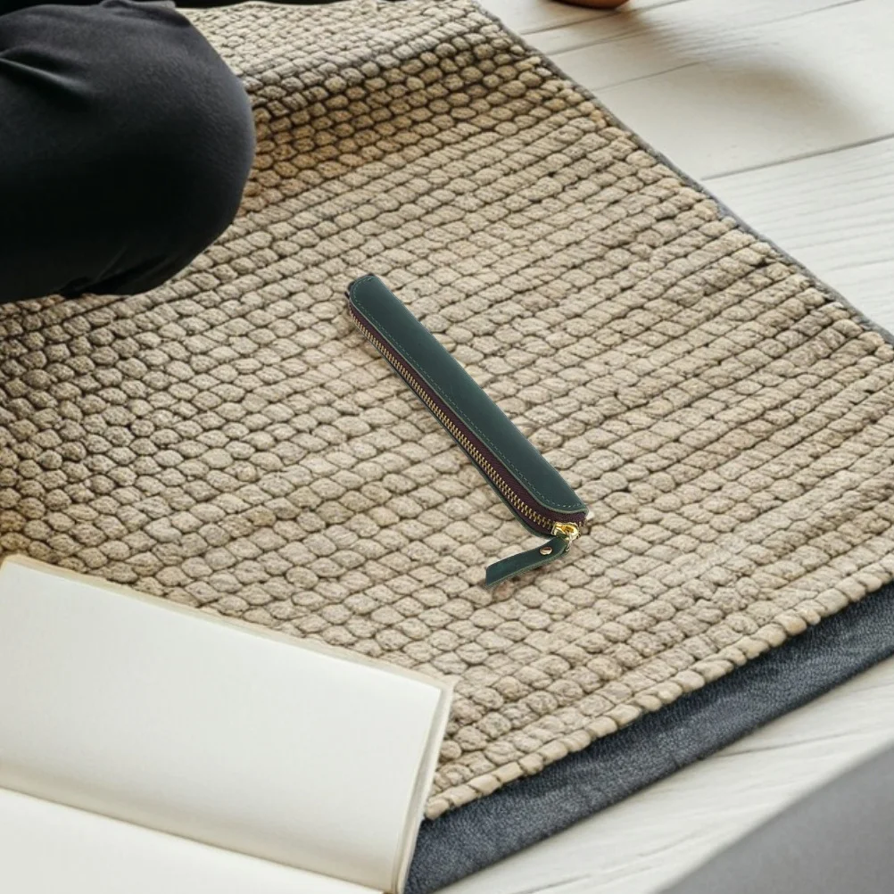 Mini estuche de bolígrafo de 2 uds., estuche de lápices de PU de 7,47 pulgadas, funda de bolígrafo portátil con cierre de cremallera de estilo Vintage para plumas estilográficas y