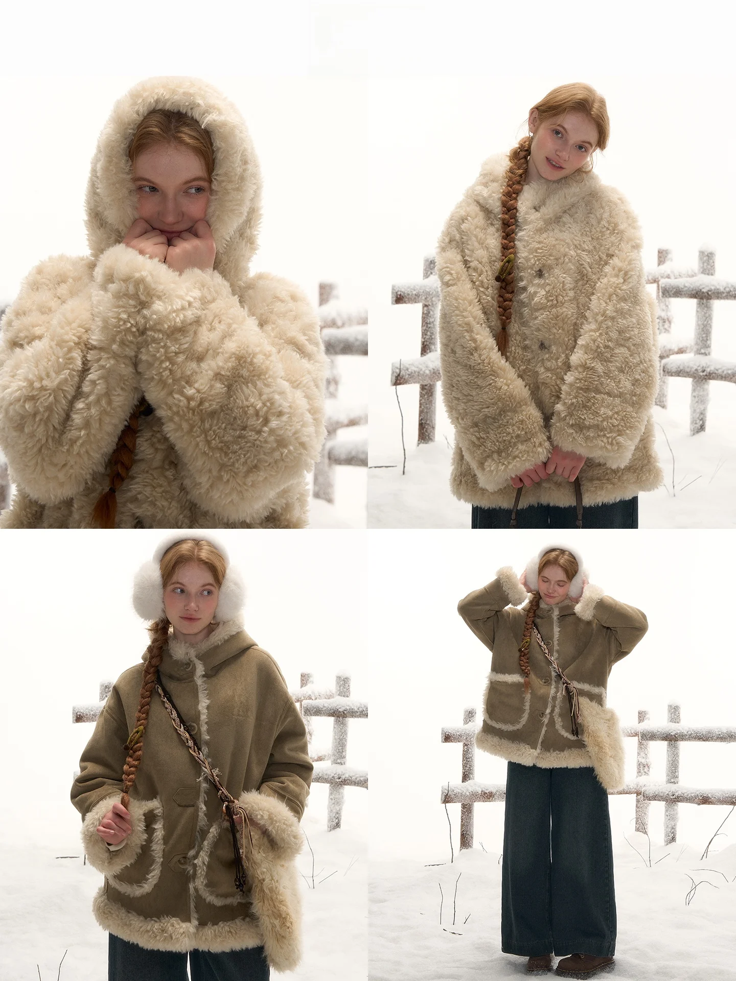 เสื้อแจ็คเก็ตหนังกำมะหยี่ขนสัตว์สองด้าน LOLOL สำหรับผู้หญิง ฤดูหนาว สไตล์เรโทร  แบบมีซับใน  ดีไซน์กระเป๋าแบบมีฝาปิด ให้ความอบอุ่น