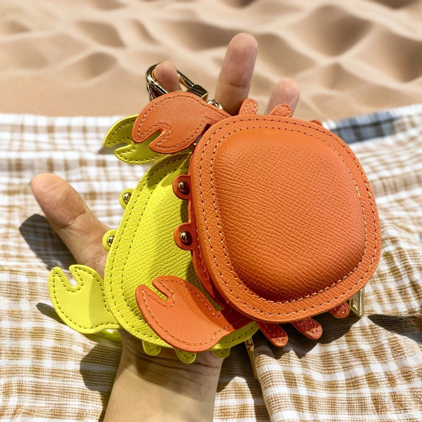 Realistic PU Leather Crab Coin Purse Headphone Case Jewelry Pouch Mini Bag, Small Bag Keychain Ornament, Cute Tiny Pendant Pouch