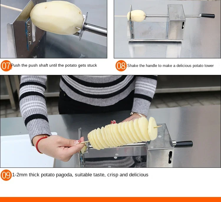 Electric Spiral Potato Slicers - Portable and Durable Hand-Cranked Standard Commercial Tornado Potato Cutter images - 6