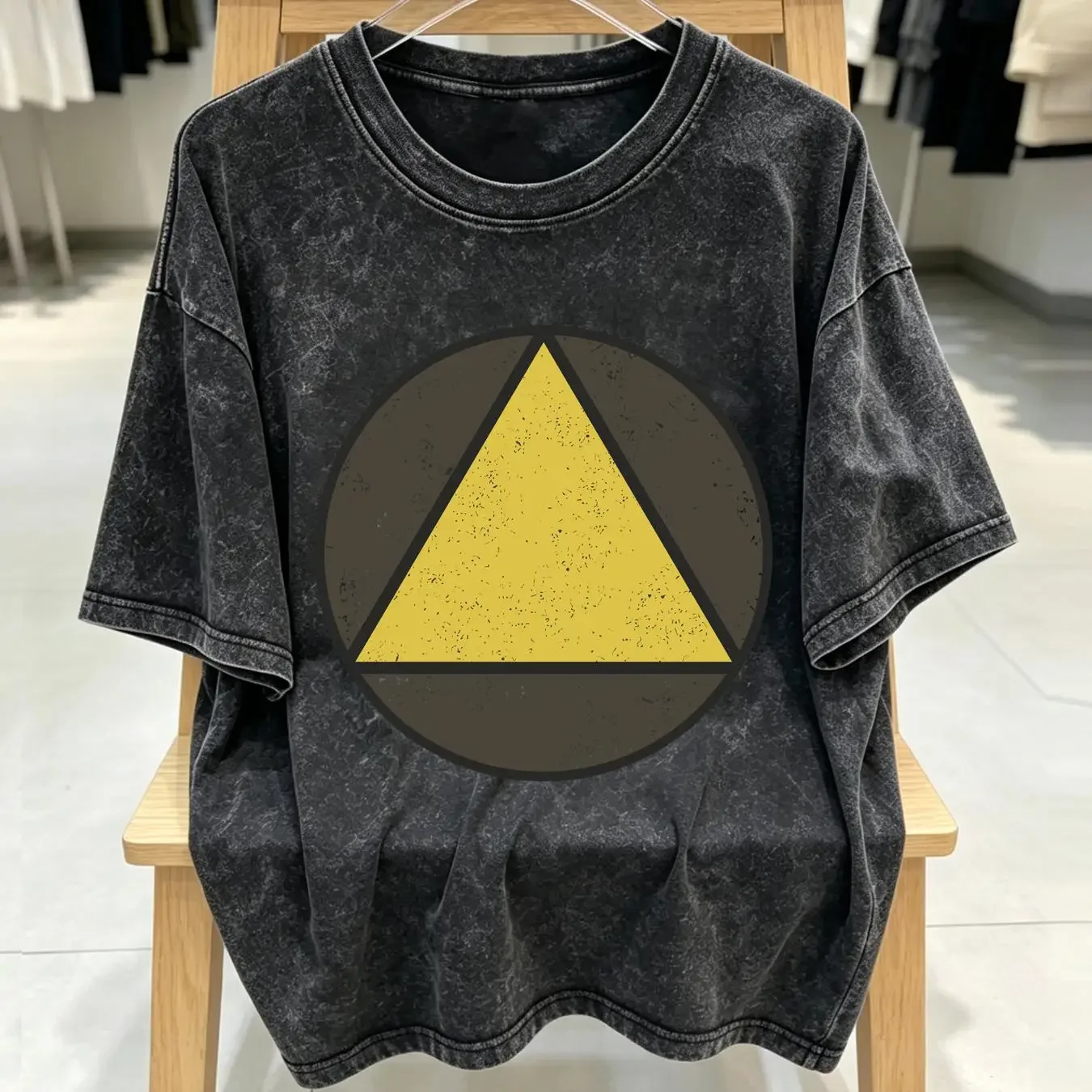 washed T Shirt Triangle Circle David Legion Haller Symbol Logo Sign Game Games Gaming vintage Washed streetwear Breathable
